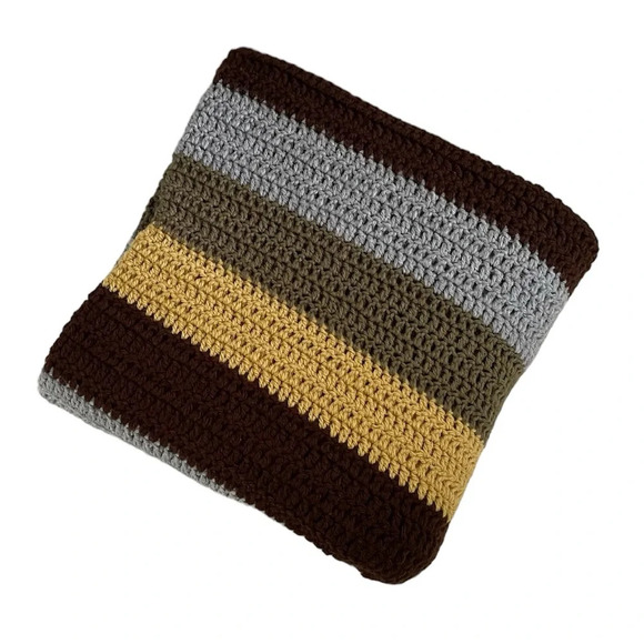 Handmade Multi-Colored Striped Crochet Home Decor Throw Blanket Approx: 49”x49” - Picture 3 of 11